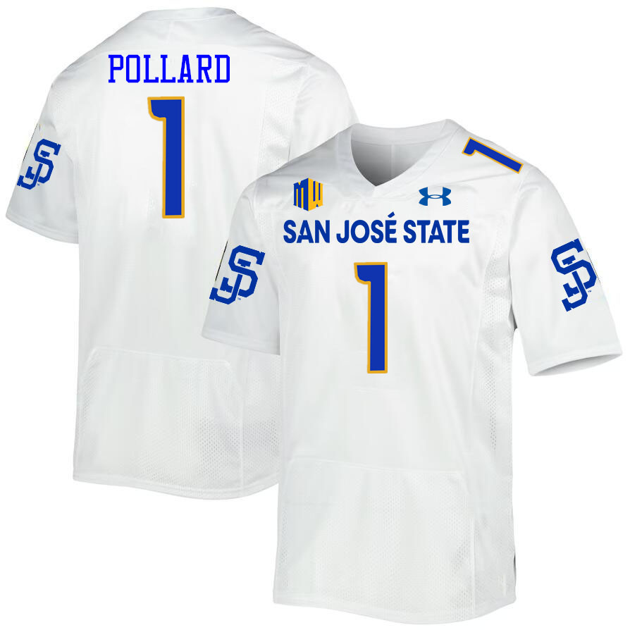 San Jose State Spartans #1 Jordan Pollard College Football Jerseys,Uniforms-White